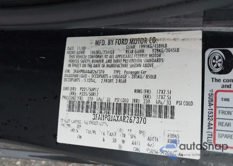 2010 Ford Fusion Sel z USA, uszkodzony, nr VIN 3FAHP0JAXAR267370